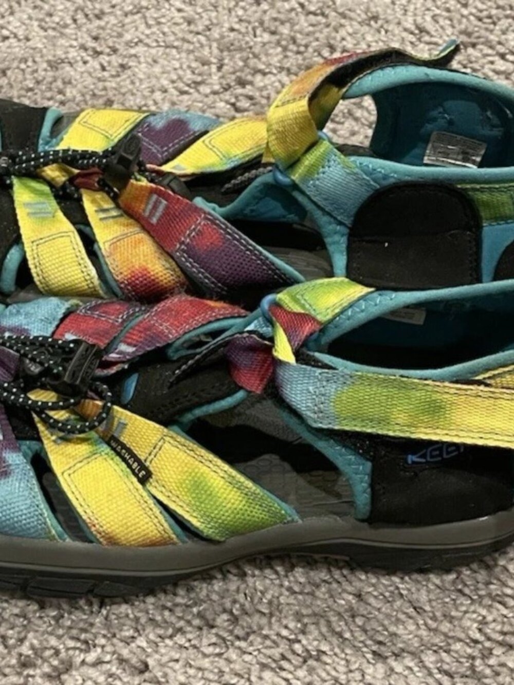 Keen Newport H2 1018441 Sandal Hook & Loop Lace Lock Rainbow Tie Dye Kids Size 5